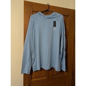 NWT Wolverine Men Medium Sun Stop Eco Hooded Long Sleeve Shirt Blue Wicking Soft